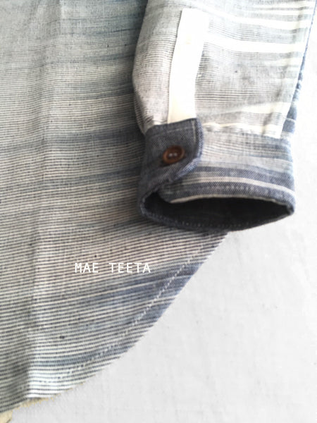 Men White Ikat Polo with Round Collar