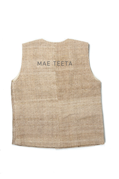 Button Front Vest, IKAT LightBrown