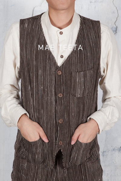 Vest, Brown dot white