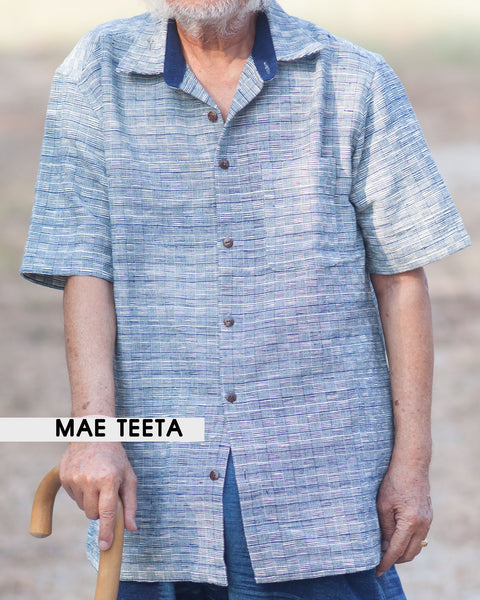 Turtle shell Ikat shirt Safari, Short sleeves